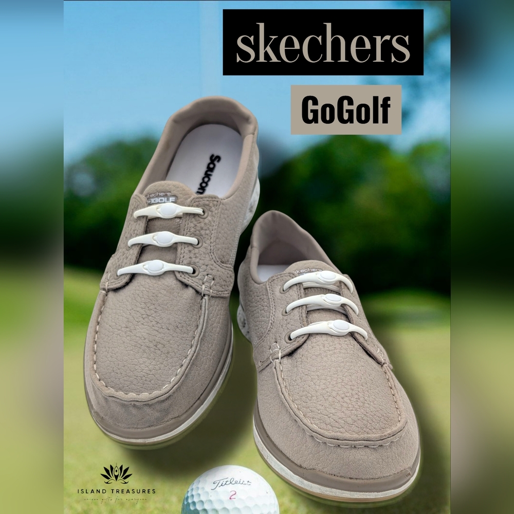 Skechers Go Golf Goga Max Gen5 Max Turf Shoes Sz 8 Women Soft Grey Elastic Laces